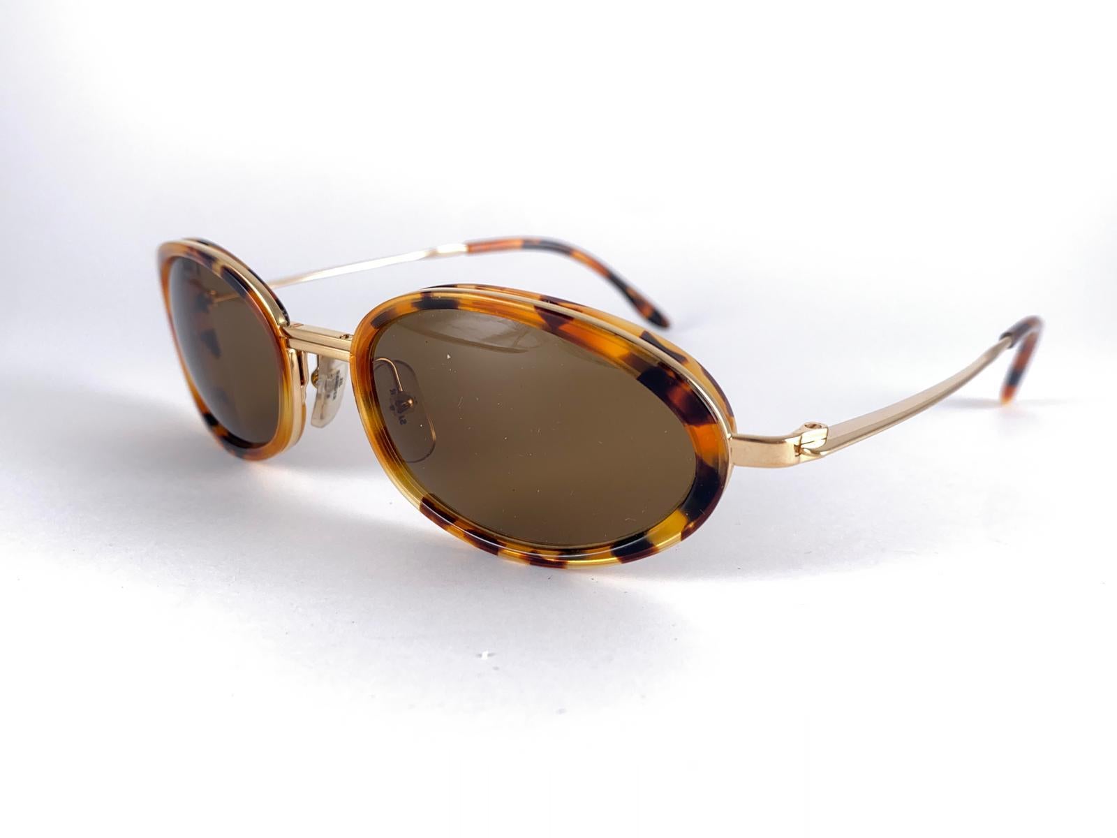 New Vintage Jill Sander 00325 Gold Oval Sunglasses Made In FRANCE For Sale 4