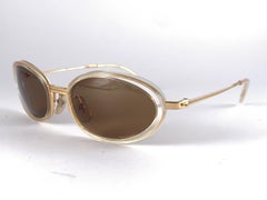New Vintage Jill Sander 00325 Occhiali da sole ovali in oro Made In FRANCE