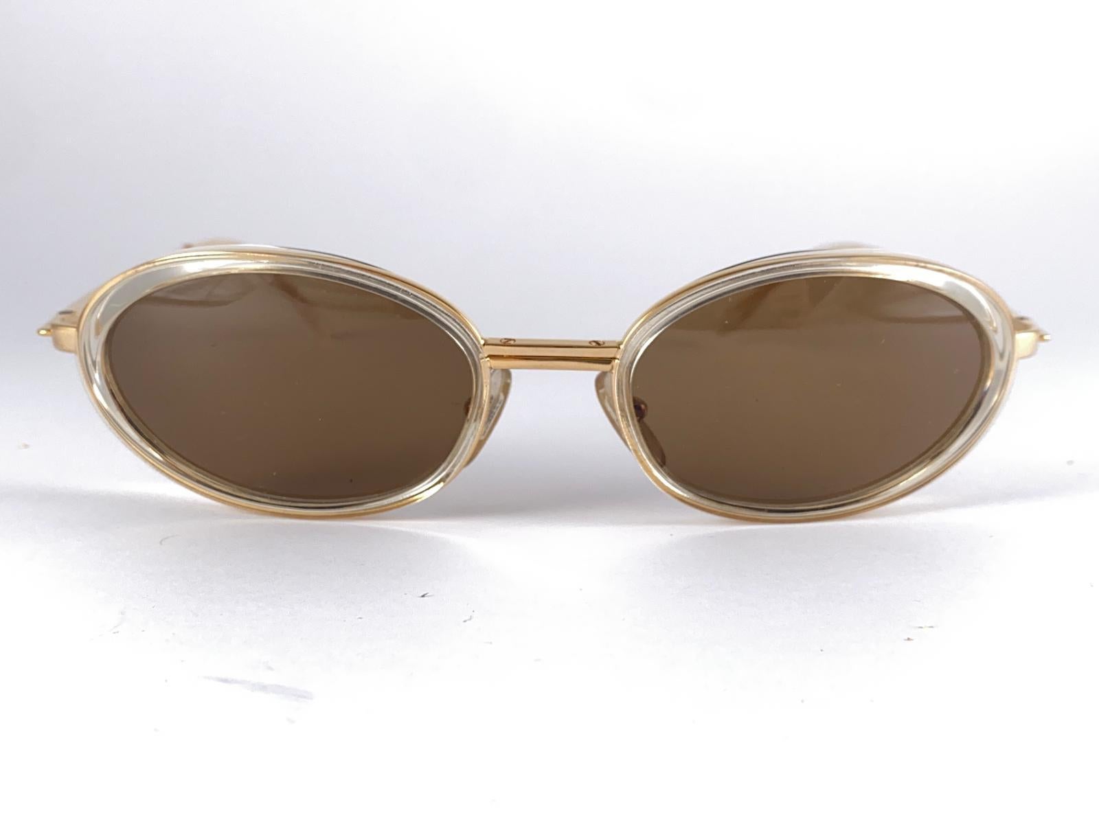New Vintage Jill Sander 00325 Gold Oval Sunglasses Made In FRANCE For Sale 1