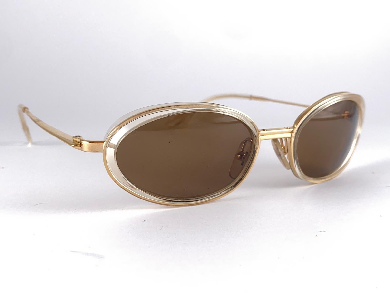 New Vintage Jill Sander 00325 Gold Oval Sunglasses Made In FRANCE For Sale 2