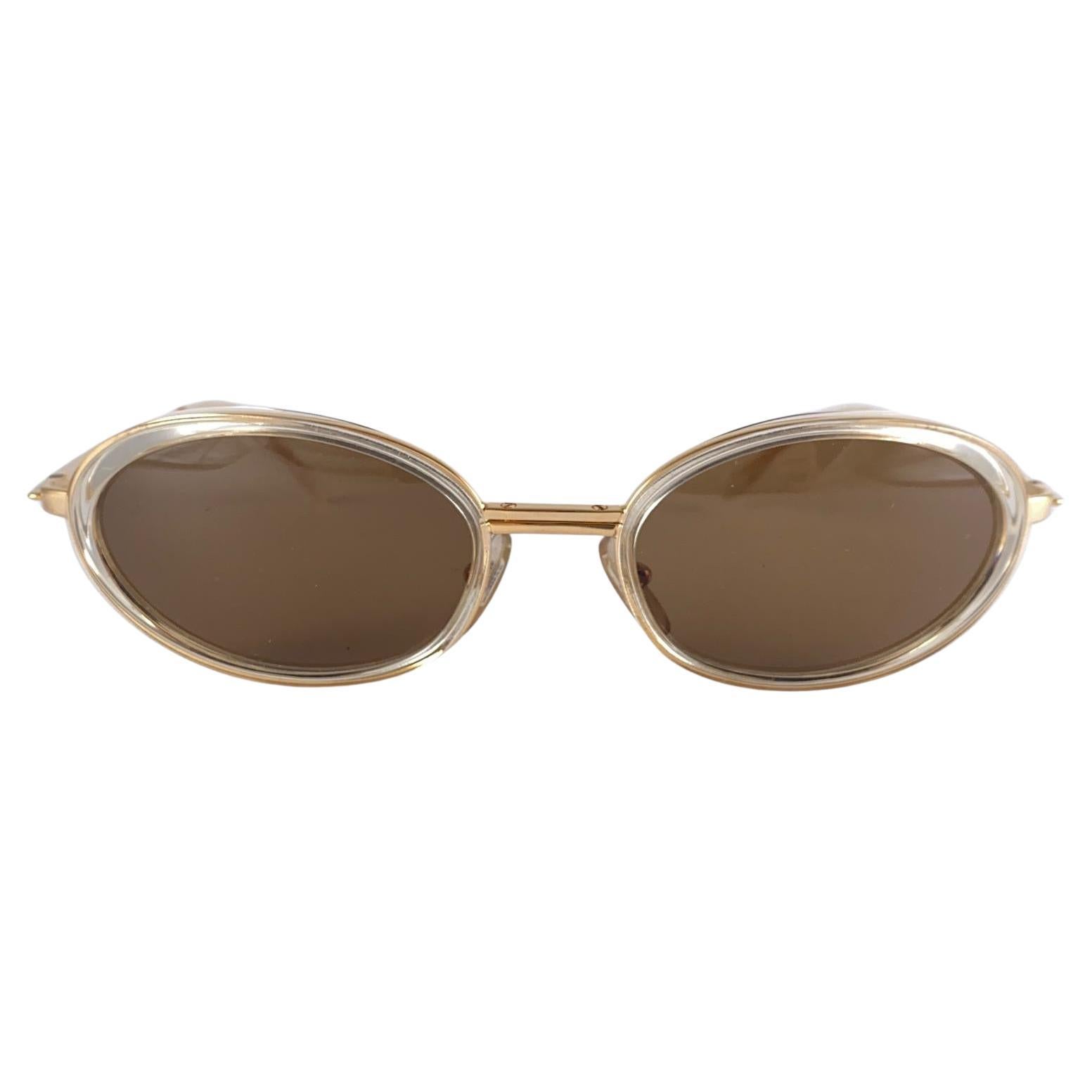 New Vintage Jill Sander 00325 Gold Oval Sunglasses Made In FRANCE For Sale