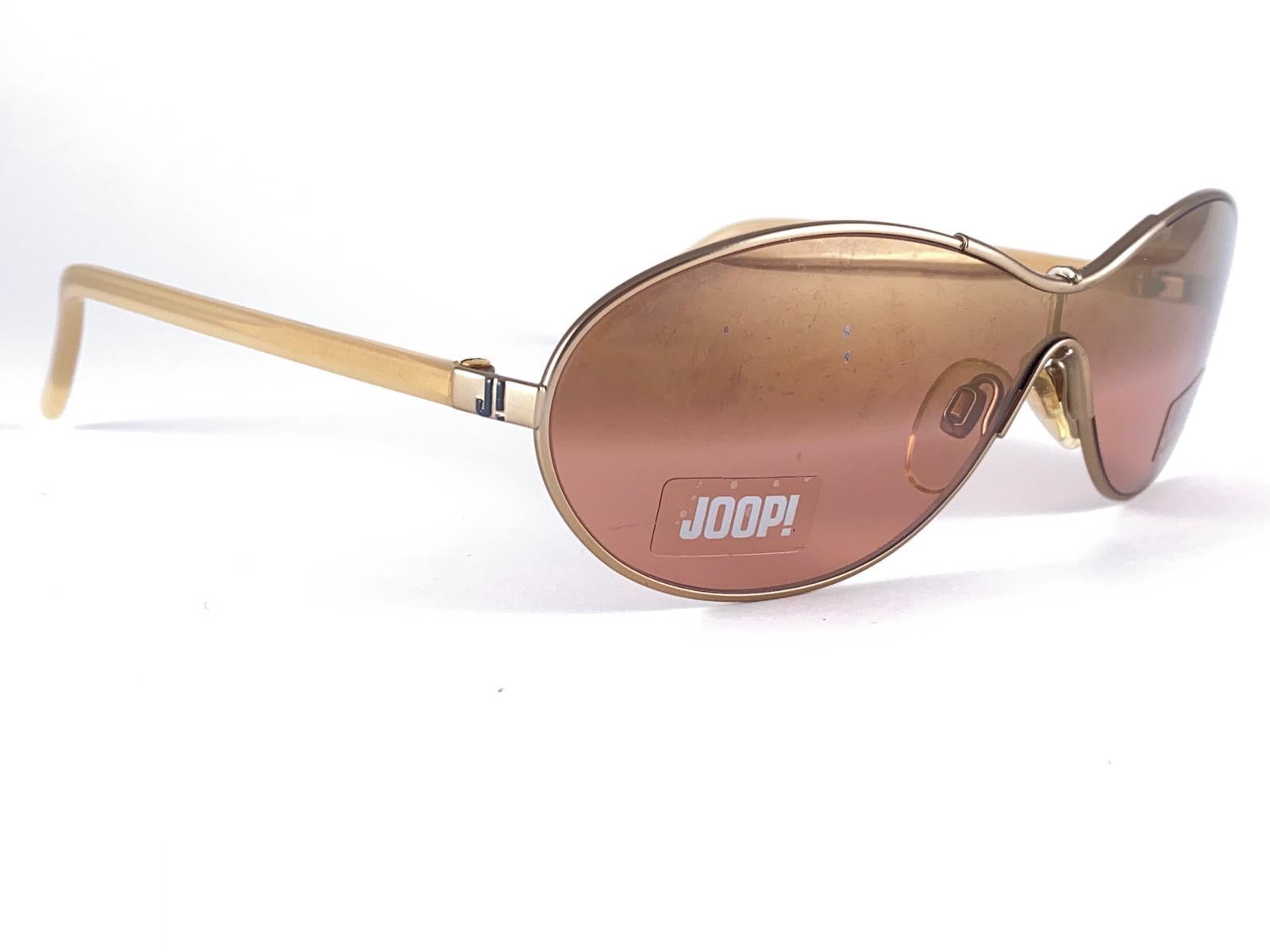 New Vintage Joop! 1990'S Mod 8717 Gold Mono Lens Sunglasses Made In Germany For Sale 1