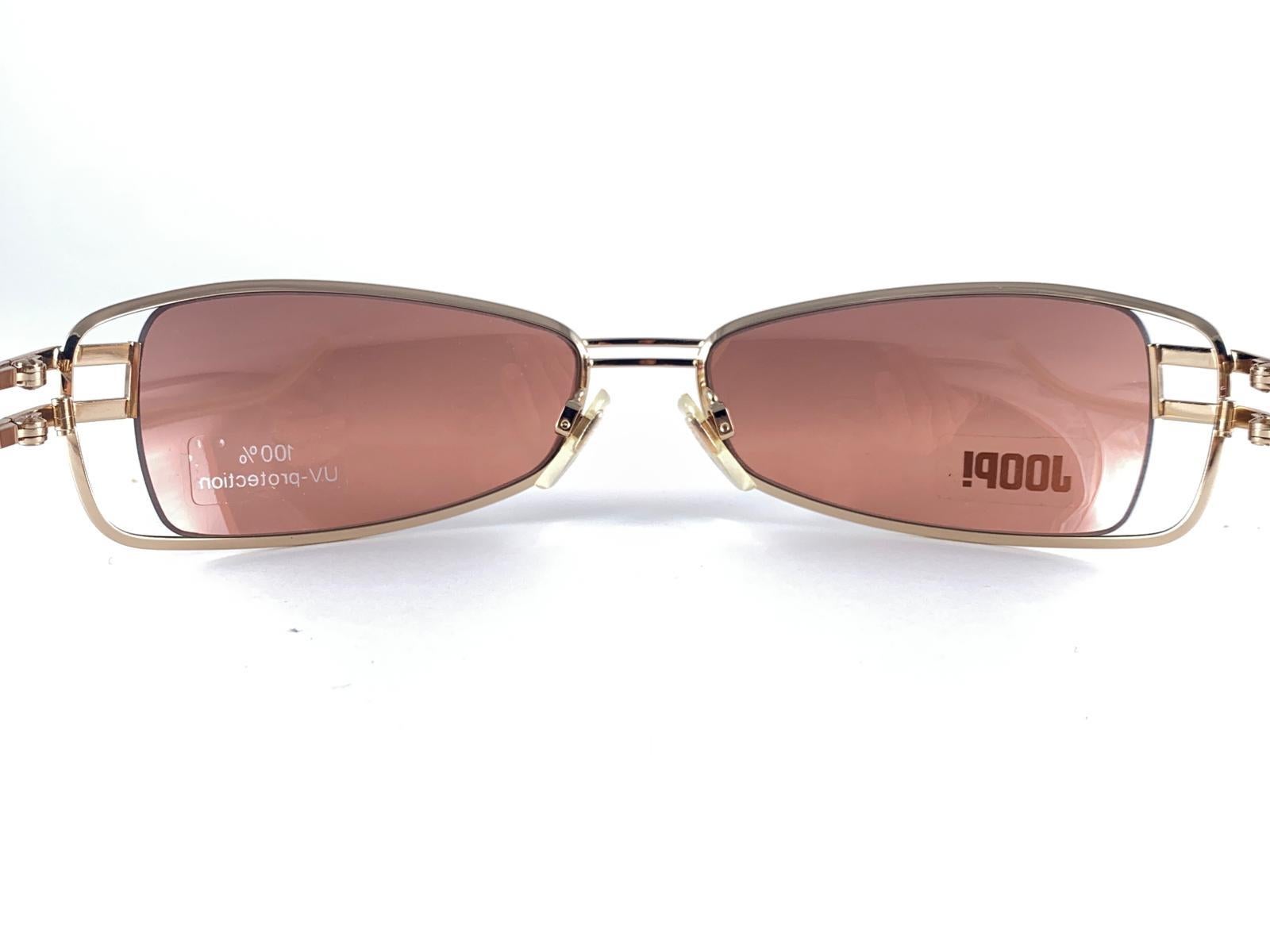 Brown New Vintage JOOP! Gold 1990's Shield Mod 8728 Sunglasses For Sale