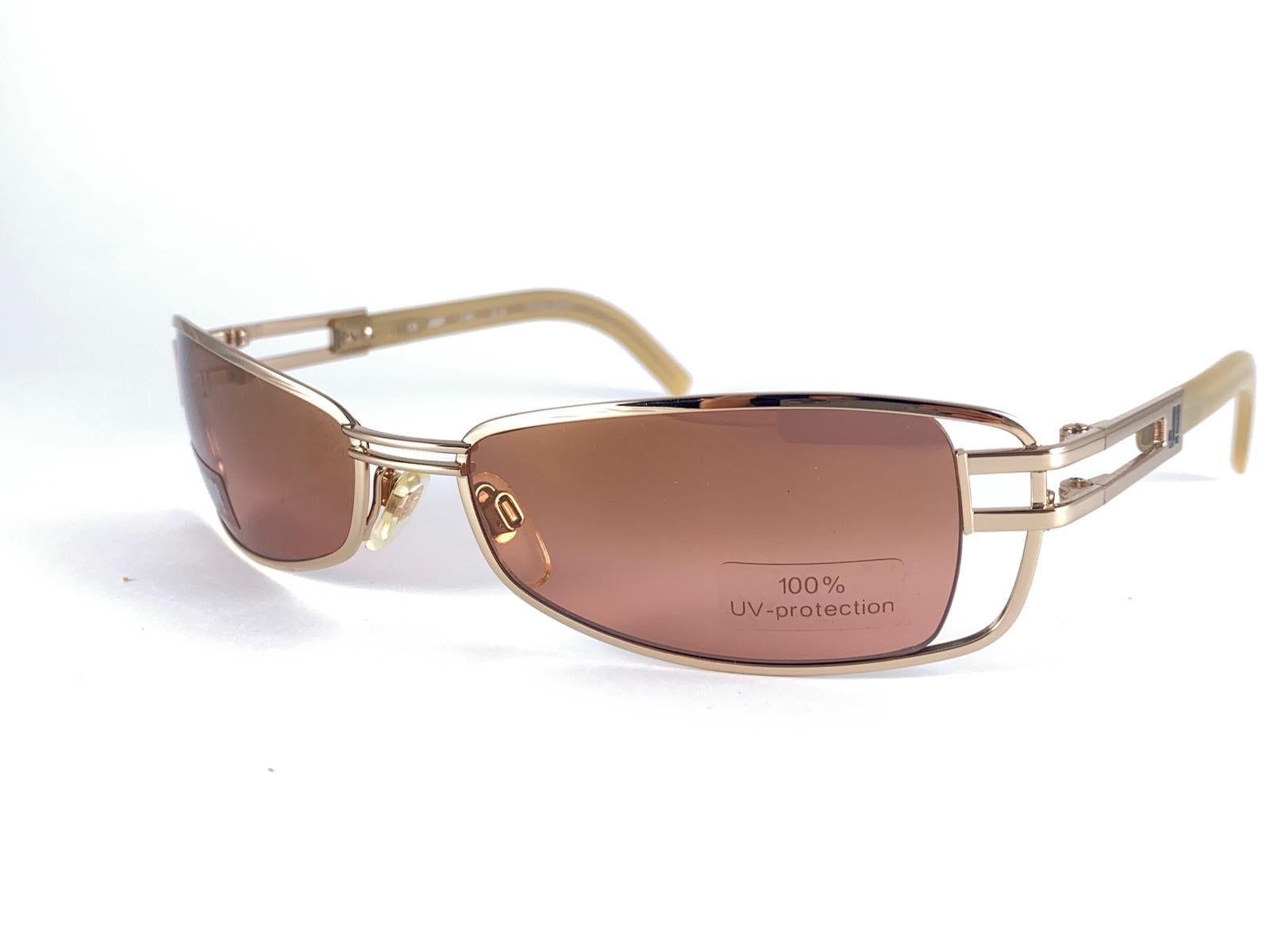 New Vintage JOOP! Gold 1990's Shield Mod 8728 Sunglasses For Sale 4