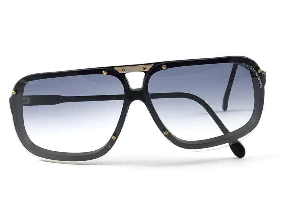 New Vintage Julio Iglesias Design Sunglasses Black Grey Lens 1980 Sunglasses 1