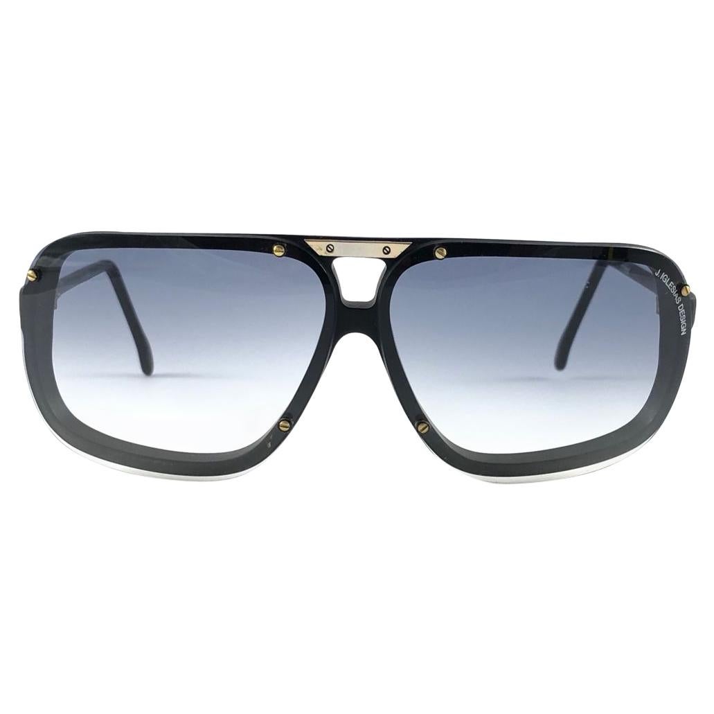 New Vintage Julio Iglesias Design Sunglasses Black Grey Lens 1980 Sunglasses