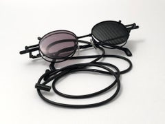 Nuovo Vintage Kansai HOYA Steampunk Argento Nero Set Completo Occhiali da sole Giappone anni '80