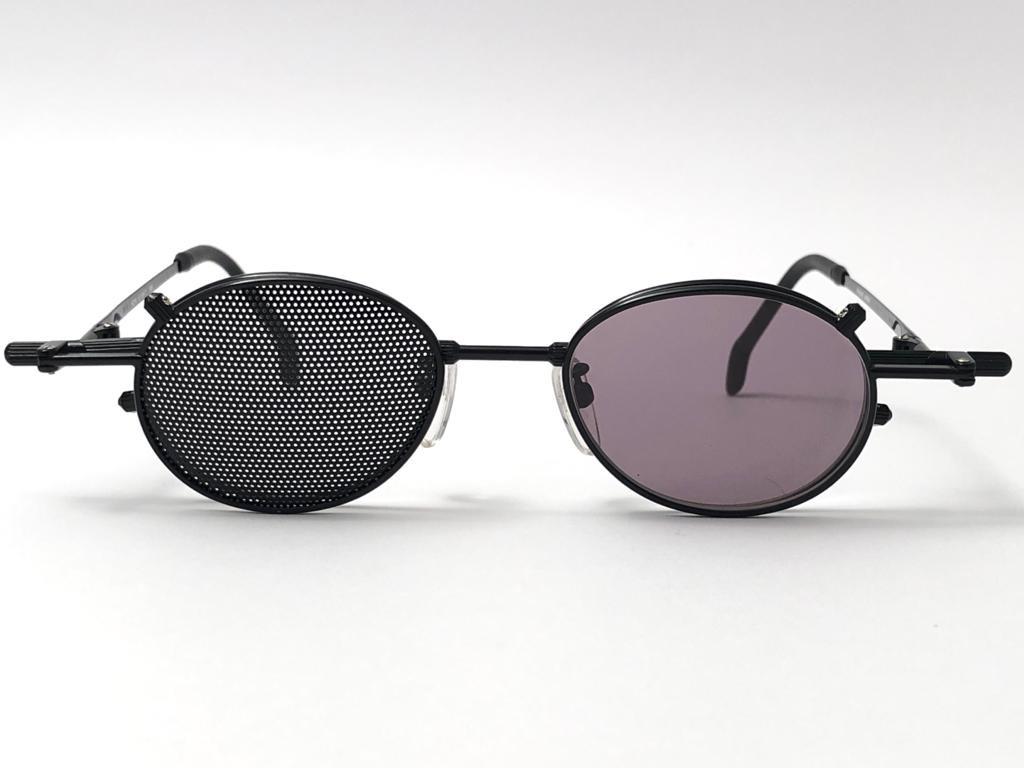 New Vintage Kansai HOYA Steampunk Silver Black Full Set  1980's Japan Sunglasses For Sale 1