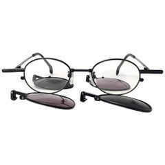 Nuovo Vintage Kansai HOYA Steampunk Argento Nero Set Completo  Occhiali da sole Giappone anni '80