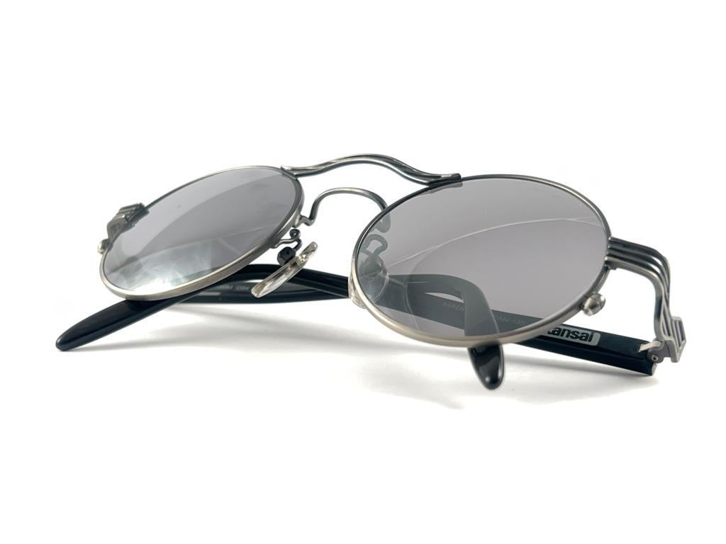 New Vintage Kansai Steampunk Silver Round Black  1980's Japan Sunglasses For Sale 10