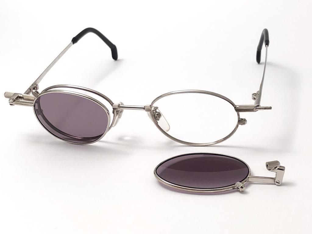 Nuevas gafas de sol Vintage Kansai Yamamoto HOYA Steampunk Silver Full Set 1980 Japan en venta 6