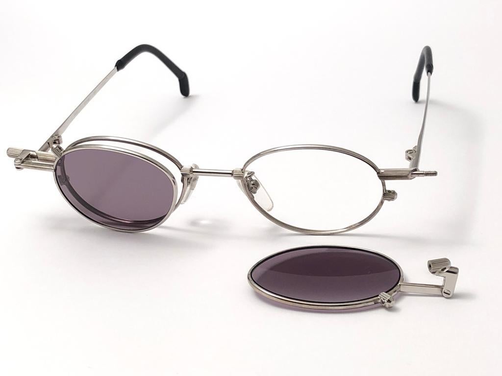 New Vintage Kansai Yamamoto HOYA Steampunk Silver Full Set 1980 Japan Sunglasses For Sale 4