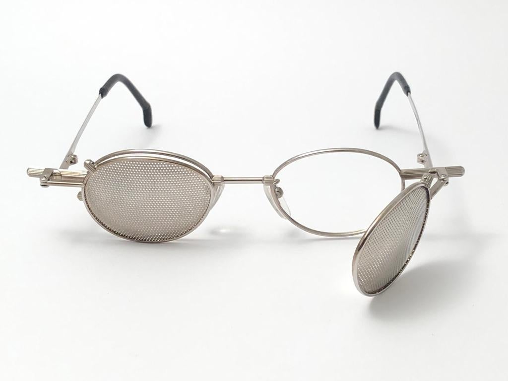 New Vintage Kansai Yamamoto HOYA Steampunk Silver Full Set 1980 Japan Sunglasses For Sale 1