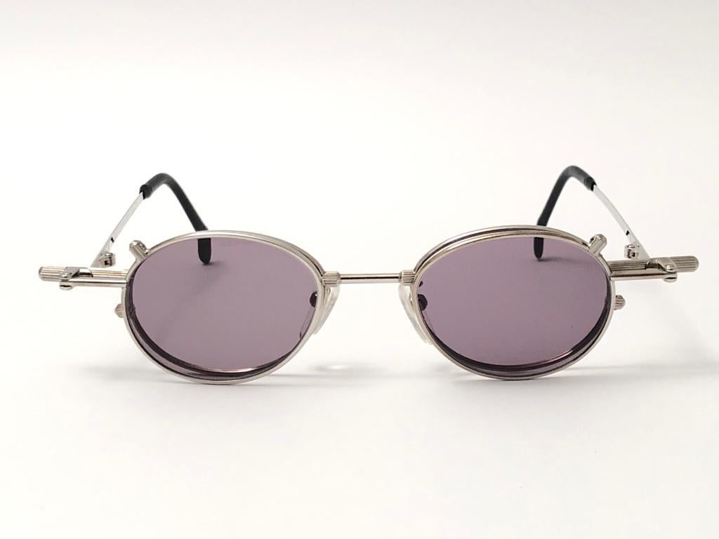 New Vintage Kansai Yamamoto HOYA Steampunk Silver Full Set 1980 Japan Sunglasses For Sale 2