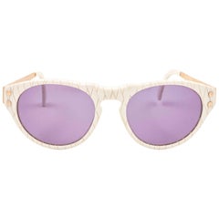New Vintage Karl Lagerfeld 3601 White & Gold 1990's Sunglasses