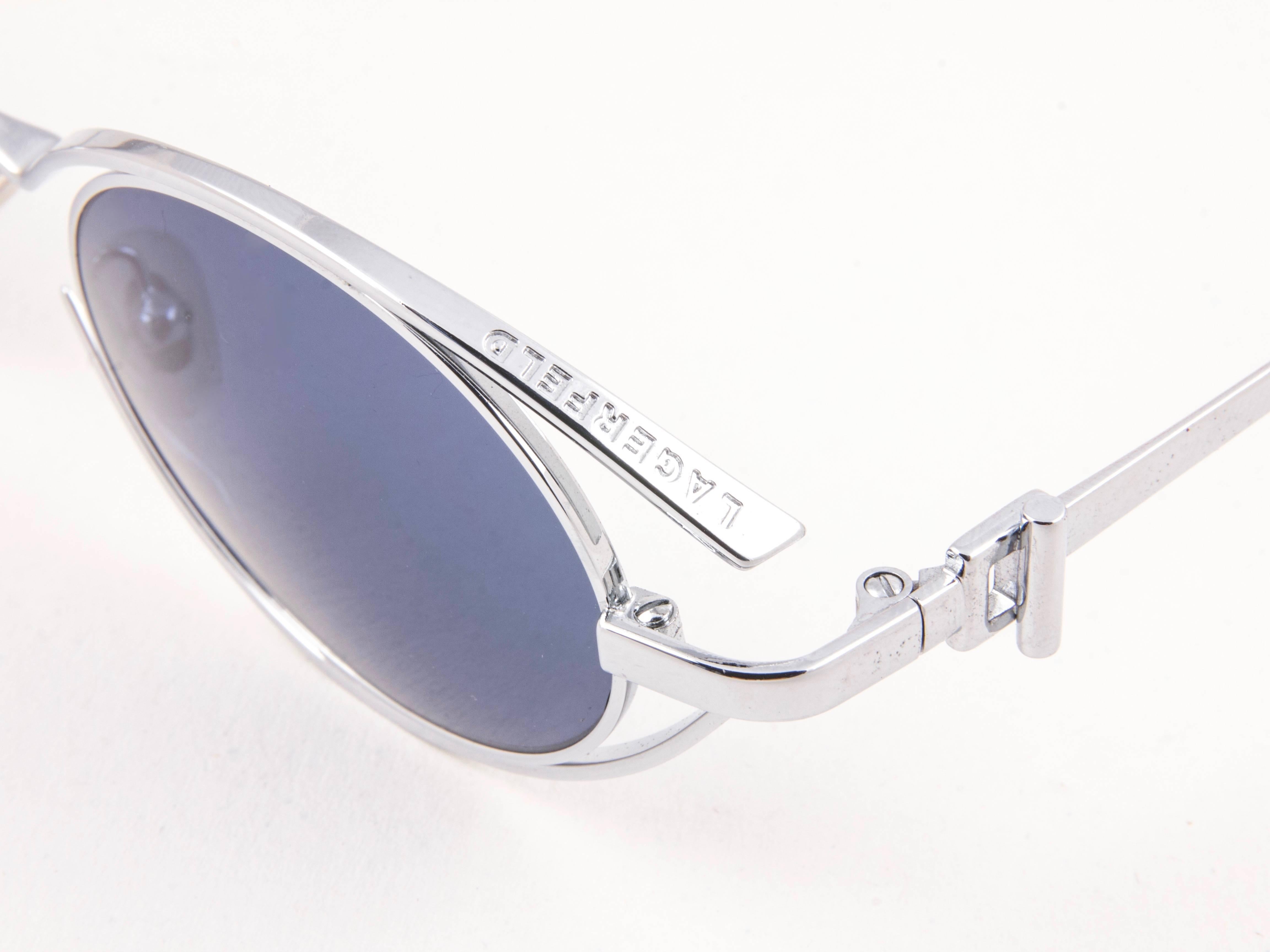 Purple New Vintage Karl Lagerfeld 4123 04 Oval Silver 1990 France Sunglasses For Sale