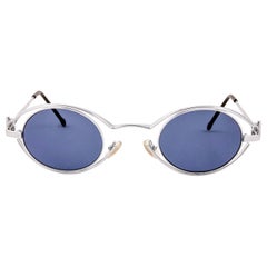Neu Vintage Karl Lagerfeld 4123 04 Oval Silber 1990 Frankreich Sonnenbrille
