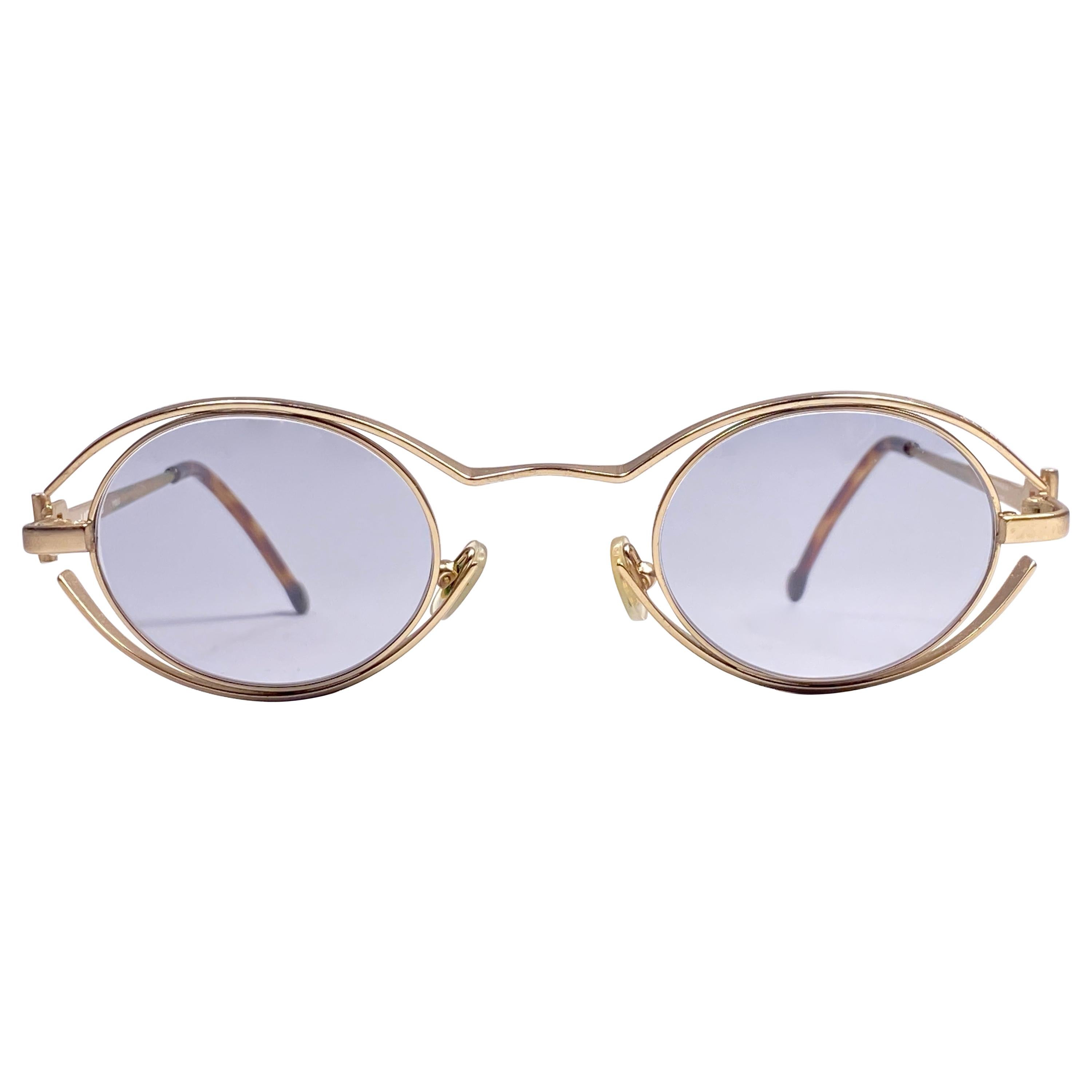Vintage Lagerfeld 4548 col 00 Schwarz oval Sonnenbrille sunglasses Brille NOS 