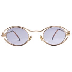 Karl Lagerfeld lunettes de soleil vintage ovales dorées mattes neuves, France, 4123, 1990