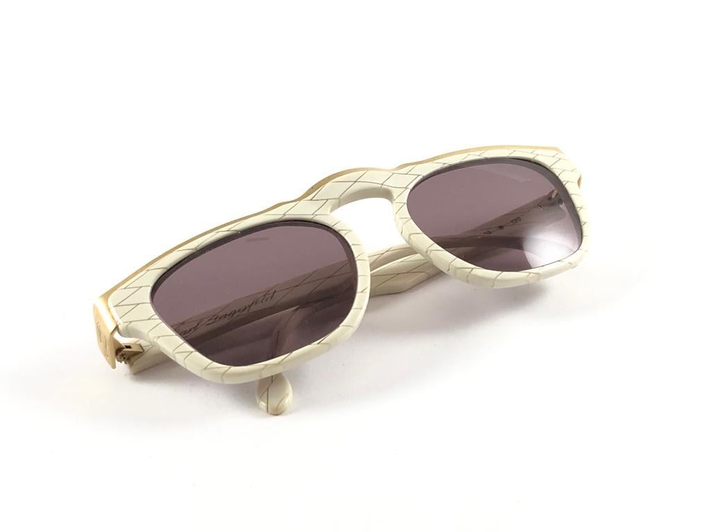 New Vintage Karl Lagerfeld 4603 White & Gold Frame 1990's Sunglasses For Sale 5