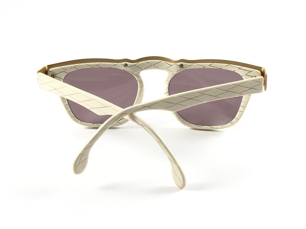 New Vintage Karl Lagerfeld 4603 White & Gold Frame 1990's Sunglasses For Sale 6