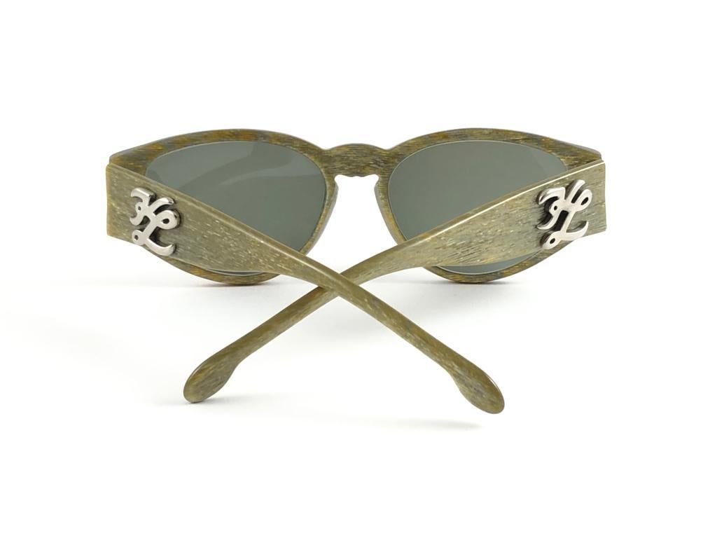 New Vintage Karl Lagerfeld Marbled & Silver Accents Frame 1990's Sunglasses For Sale 6
