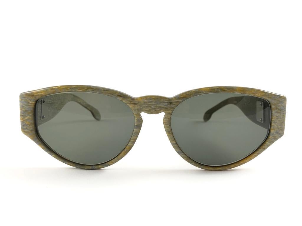 New Vintage Karl Lagerfeld Marbled & Silver Accents Frame 1990's Sunglasses For Sale 7