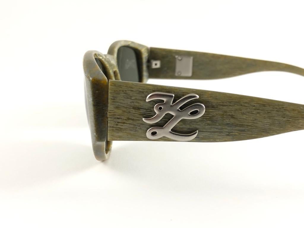 Women's New Vintage Karl Lagerfeld Marbled & Silver Accents Frame 1990's Sunglasses For Sale
