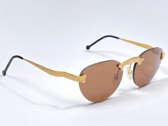 New Vintage Karl Lagerfeld Rimless Gold Amber  80's Germany Sunglasses