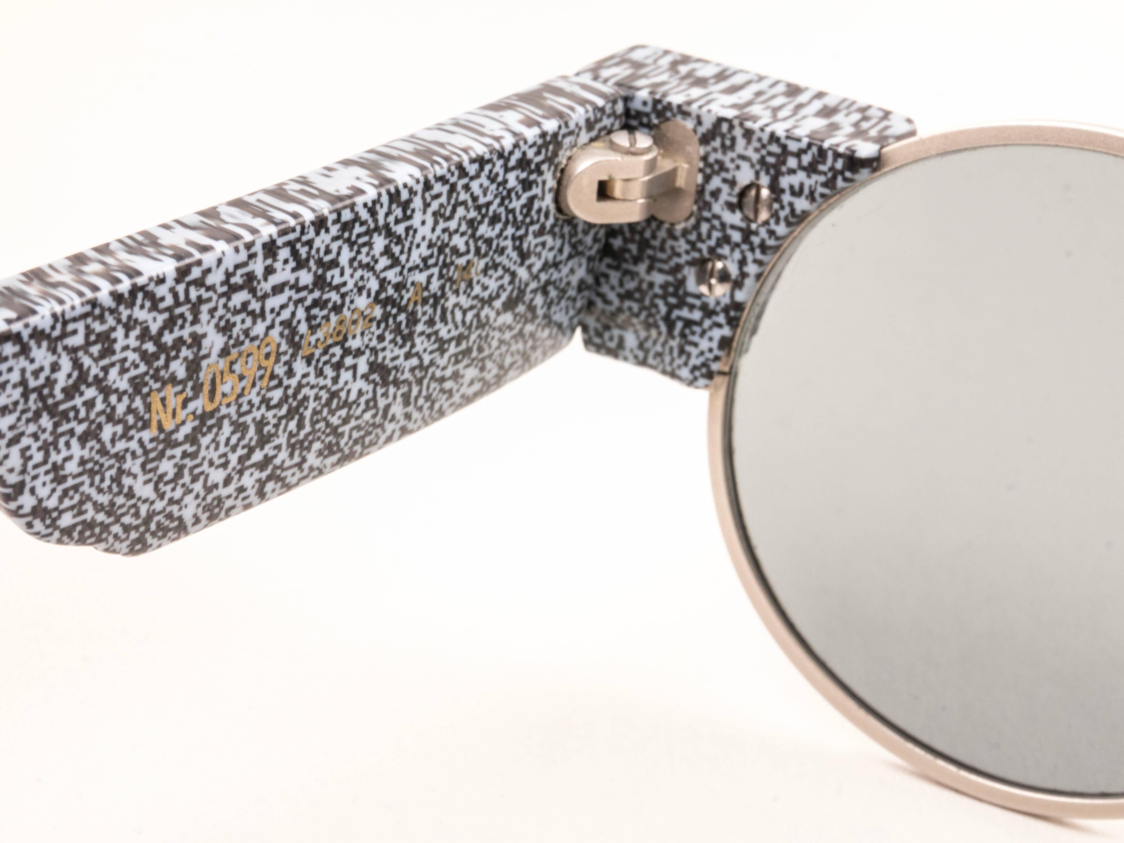 New Vintage Karl Lagerfeld Round Grey Marble 80's Made In Germany Sunglasses For Sale 1