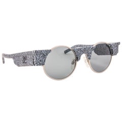 Karl Lagerfeld - Lunettes de soleil vintage rondes en marbre gris, fabriquées en Allemagne, années 1980, état neuf