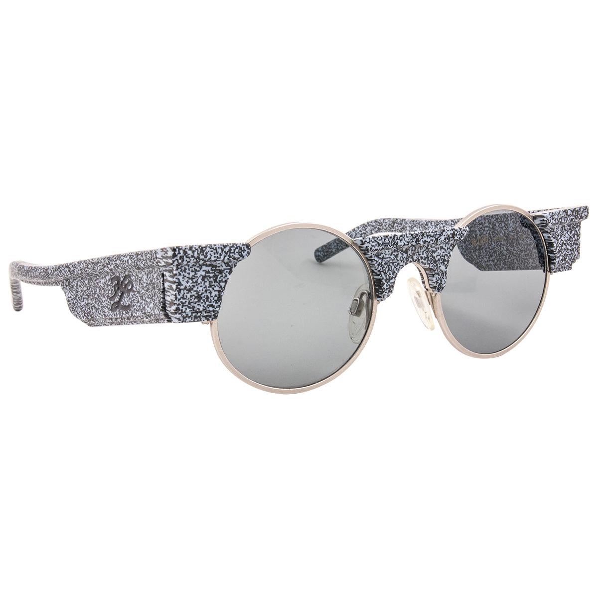 New Vintage Karl Lagerfeld Round Grey Marble 80's Made In Germany Sunglasses For Sale