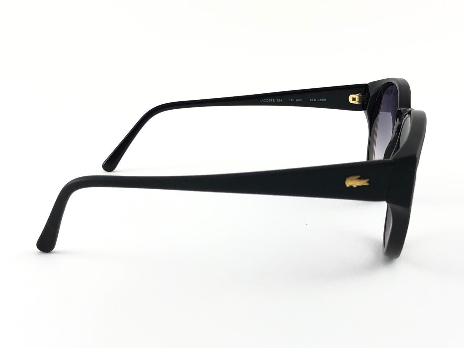 New Vintage Lacoste 124 Black & Gold Accents 1980's Sunglasses Made in France  For Sale 1