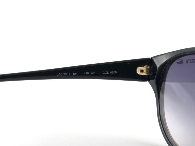 New Vintage Lacoste 124 Black and Gold Accents 1980's Sunglasses