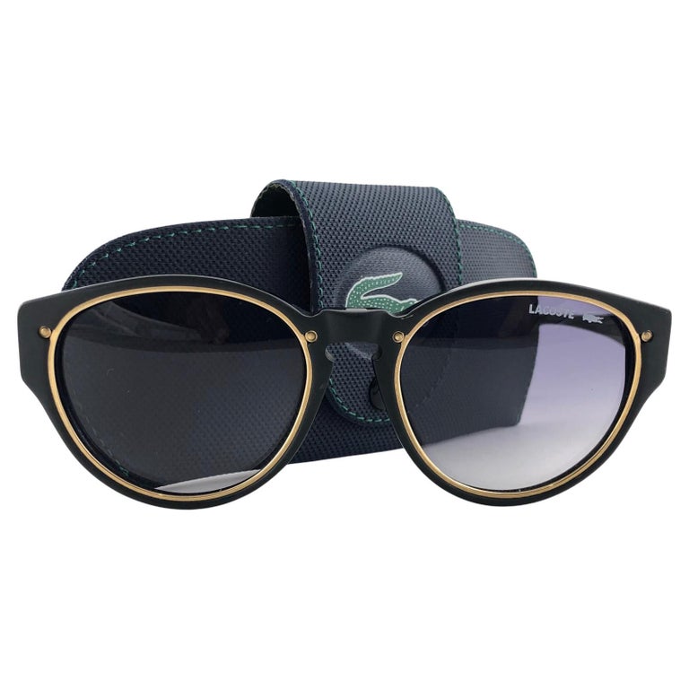New Vintage Lacoste 124 Black and Gold Accents 1980's Sunglasses Made