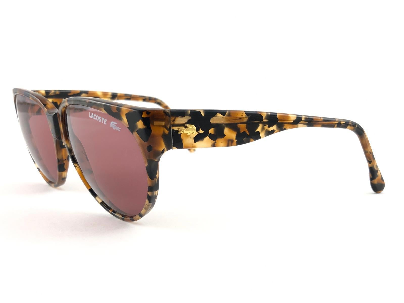 New Vintage Lacoste 132 Tortoise Cat Eye  1980's Sunglasses Made in France  For Sale 1