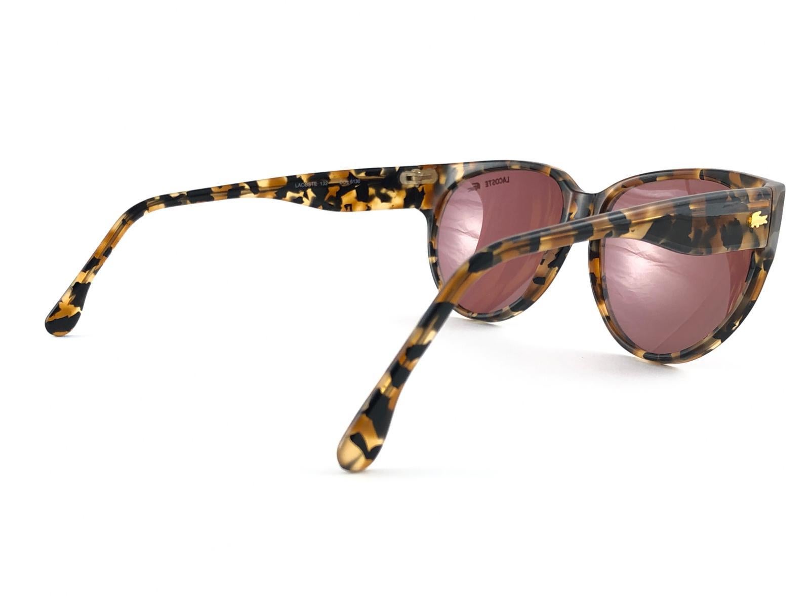 New Vintage Lacoste 132 Tortoise Cat Eye  1980's Sunglasses Made in France  For Sale 3