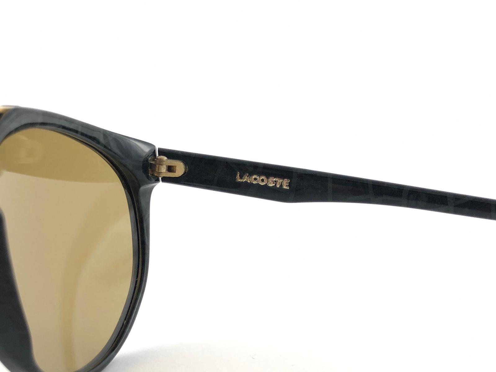 Men's New Vintage Lacoste 133 Green & Gold Accents 1980's Sunglasses Made in France  For Sale