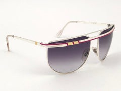 New Vintage Laura Biagiotti T48 Oversized Silver & Gold 1980 Sunglasses Italy