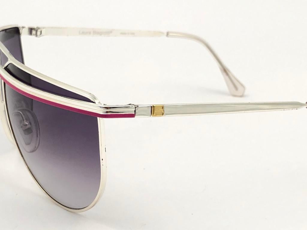 Women's New Vintage Laura Biagiotti T48 Oversized Silver & Gold 1980 Sunglasses Italy For Sale