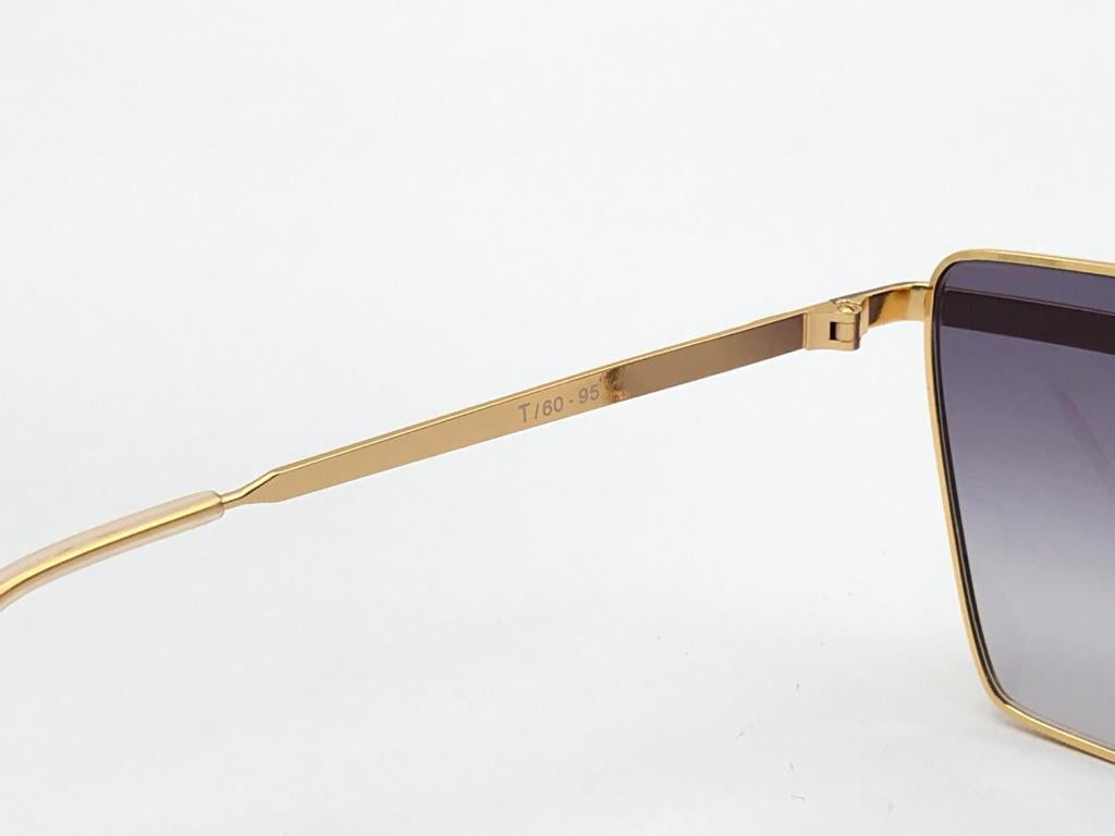 New Vintage Laura Biagiotti T60 Oversized Silver & Gold 1980 Sunglasses Italy For Sale 1