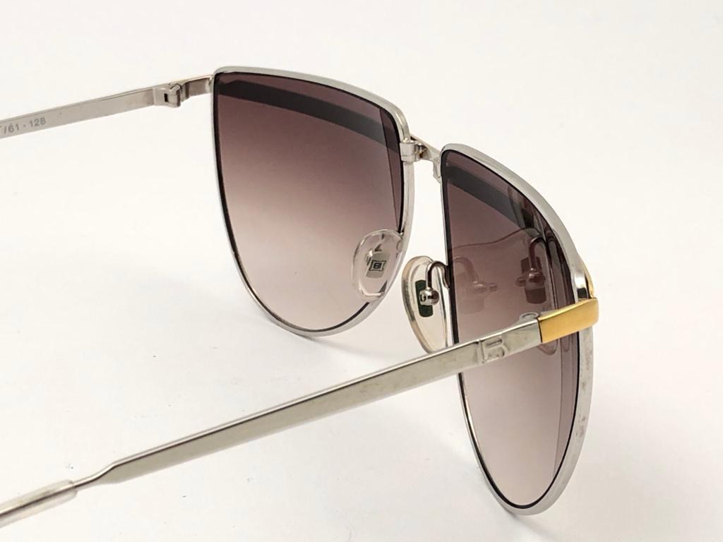 Neu Vintage Laura Biagiotti T61 übergroße Sonnenbrille in Silber & Gold 1980 Italien Damen