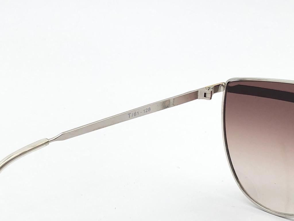 Neu Vintage Laura Biagiotti T61 übergroße Sonnenbrille in Silber & Gold 1980 Italien 2