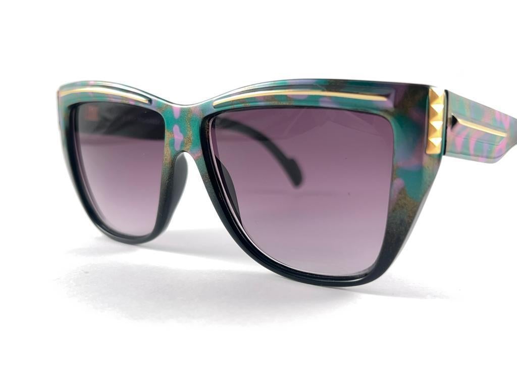 New Vintage Leonard Black & Turquoise Frame Sunglasses 1970's France For Sale 9