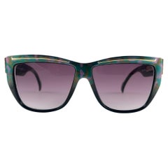 New Vintage Leonard Black & Turquoise Frame Sunglasses 1970's France