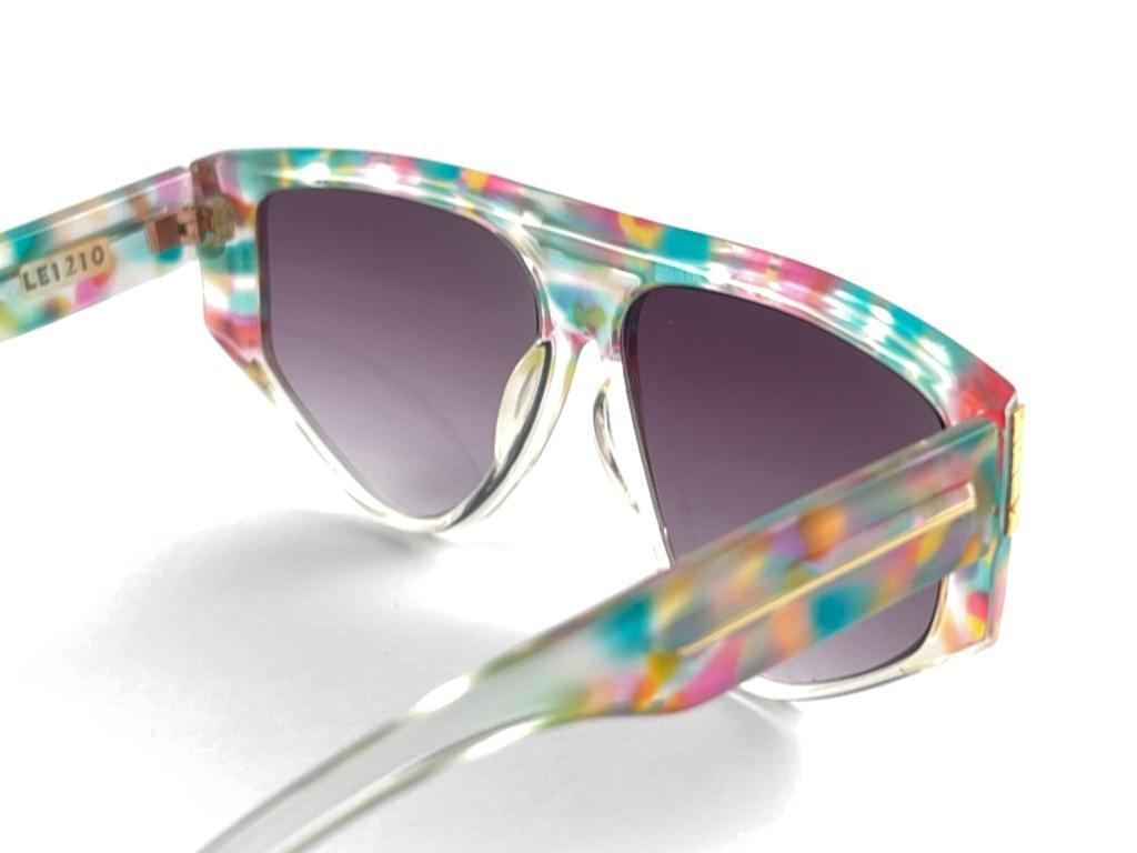 Gray New Vintage Leonard Translucent Turquoise Frame Sunglasses 1970's France For Sale