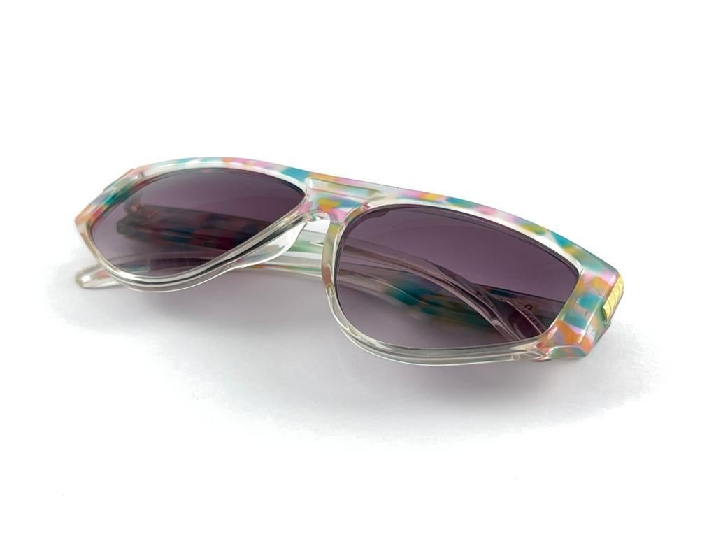 New Vintage Leonard Translucent Turquoise Frame Sunglasses 1970's France In New Condition For Sale In Baleares, Baleares