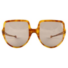New Vintage Light Tortoise Oversized Shield Light Lenses 60'S France Sunglasses