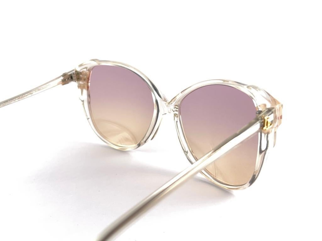 New Vintage Madame Landry Translucent Frame Sunglasses 70'S Made In France For Sale 5