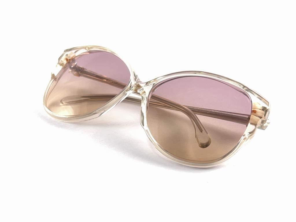 New Vintage Madame Landry Translucent Frame Sunglasses 70'S Made In France For Sale 7